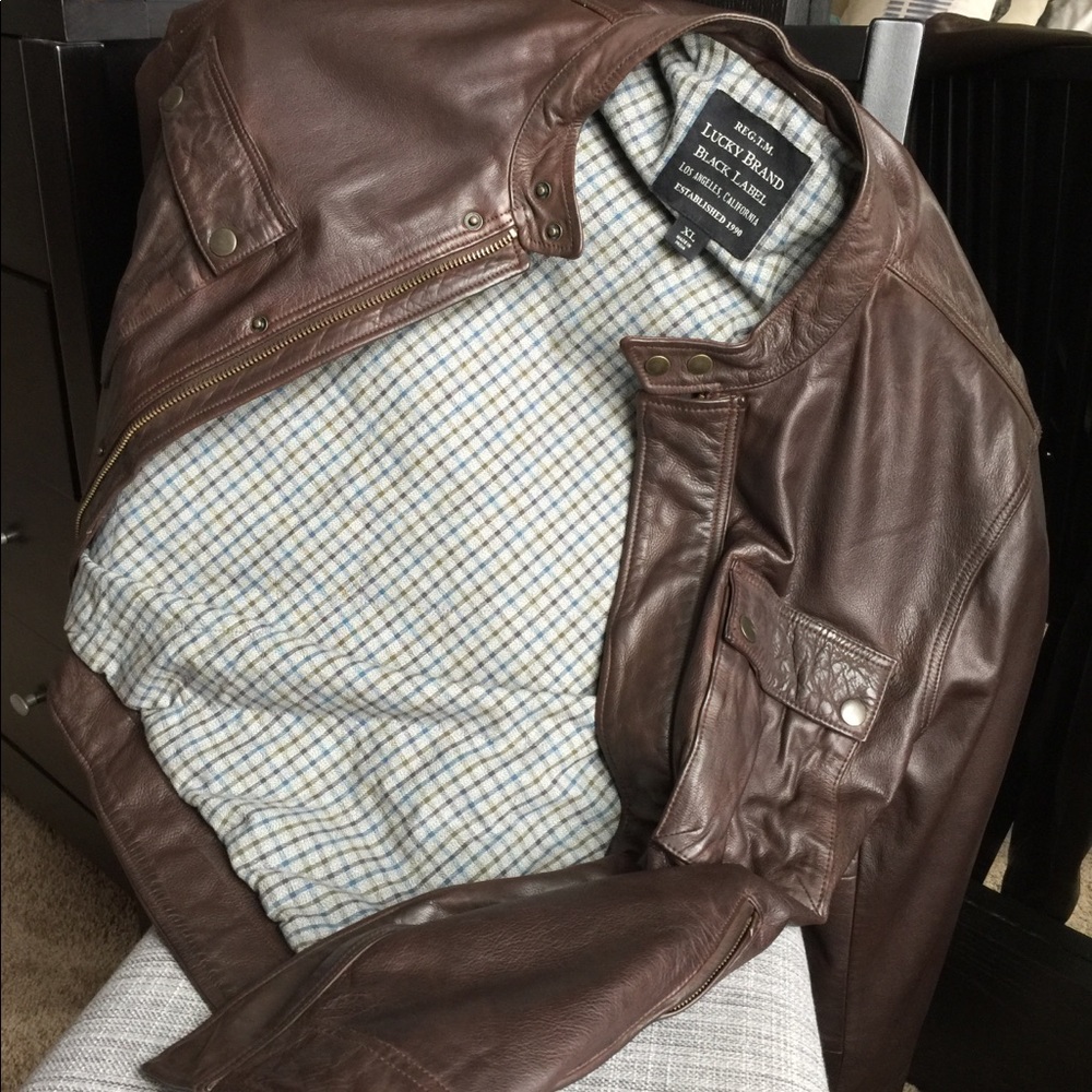 Lucky Brand Black Label Brown Leather Jacket